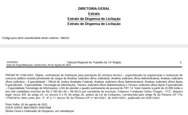 Concurso TRT 14 Firma Contratação Com A FCC; Edital Iminente!