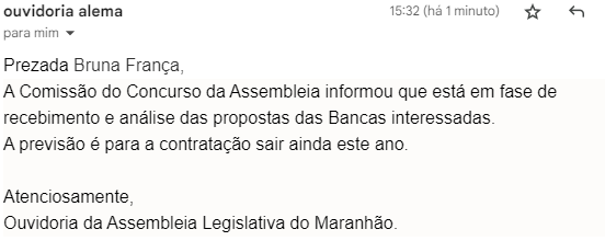 Concurso ALEMA: escolha da nova banca iniciada