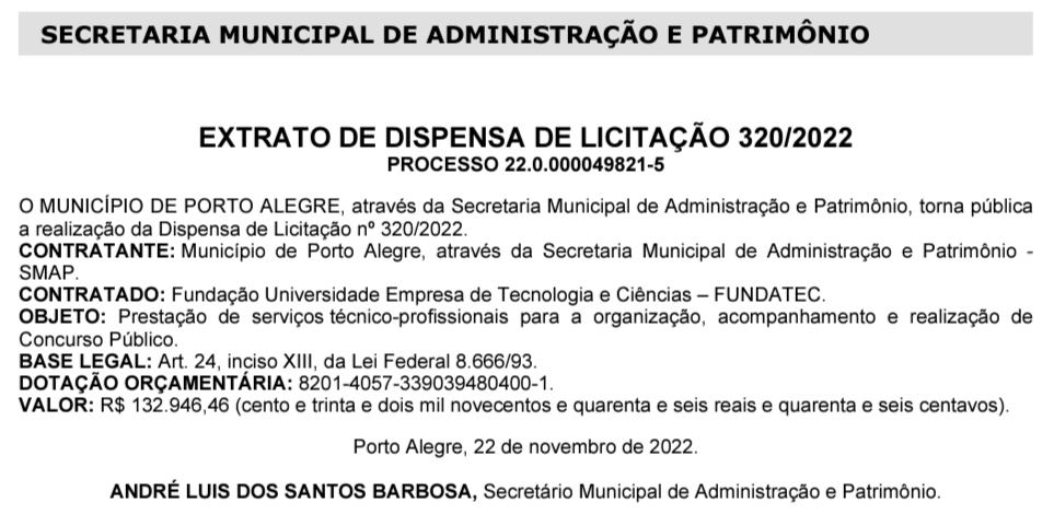 Fundatec é banca de novo concurso da Prefeitura de Porto Alegre