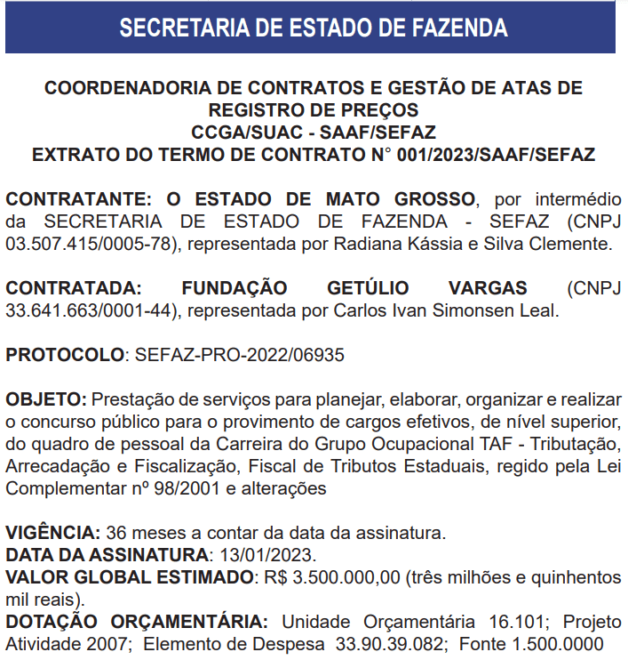 Concurso Sefaz MT: FGV é a banca; edital iminente!