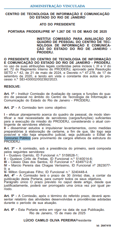 Concurso Proderj: comissão formada para novo edital!