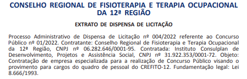Instituto Consulplan é a banca do novo concurso CREFITO 12.