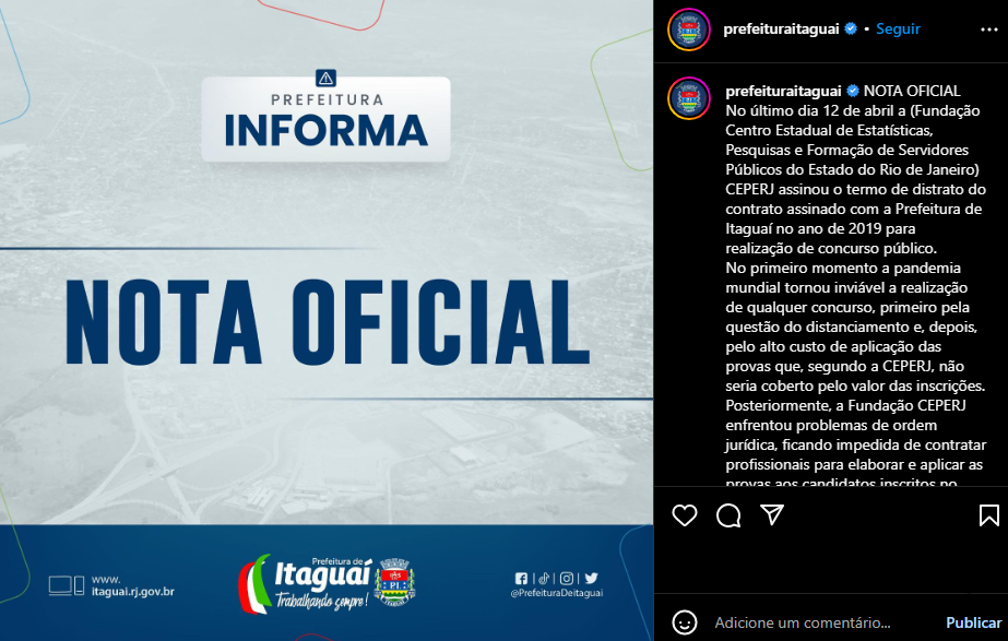 Concurso Prefeitura de Itaguaí: edital de 2020 é CANCELADO!