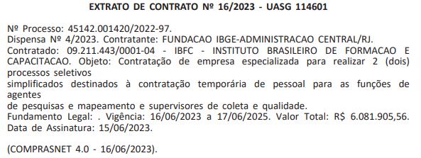 IBFC assina contrato para novo Processo Seletivo do IBGE