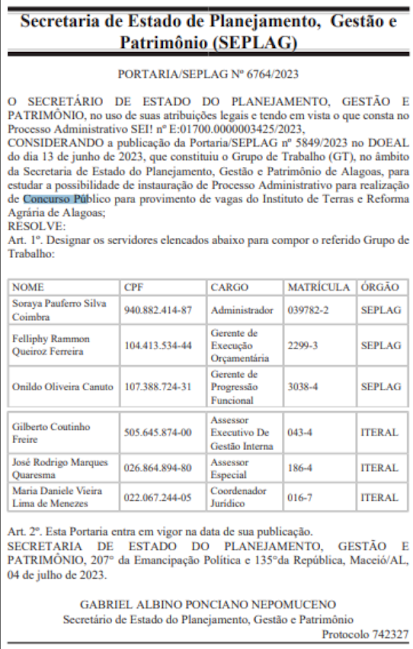 Concurso Seplag AL: grupo de trabalho é formado!