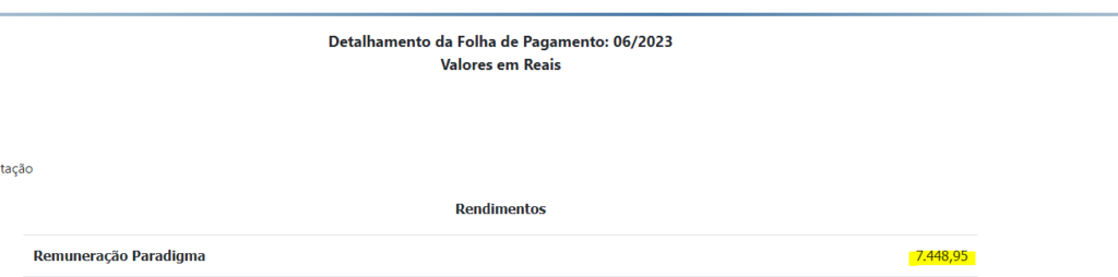 Valores da folha de pagamento de um auxiliar do Tribunal de Contas do Estado do Pará.