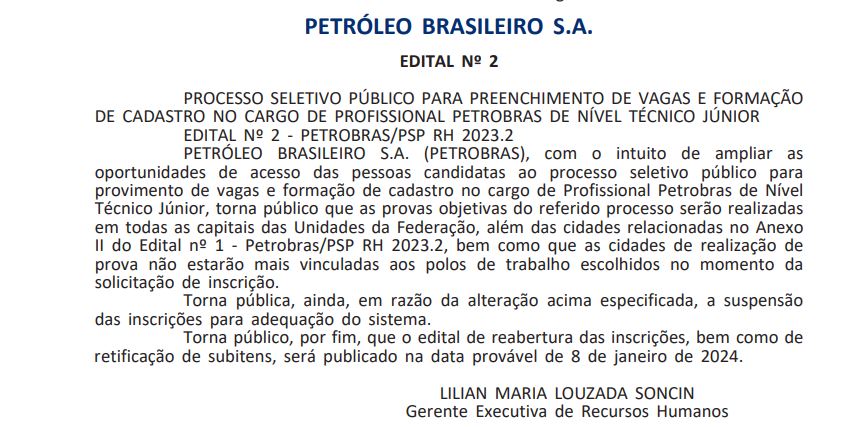 Urgente! Inscrições do concurso Petrobras SUSPENSAS
