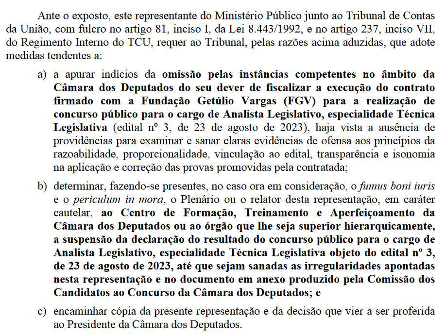 Concurso Câmara dos Deputados: suspensão do resultado de técnica legislativa