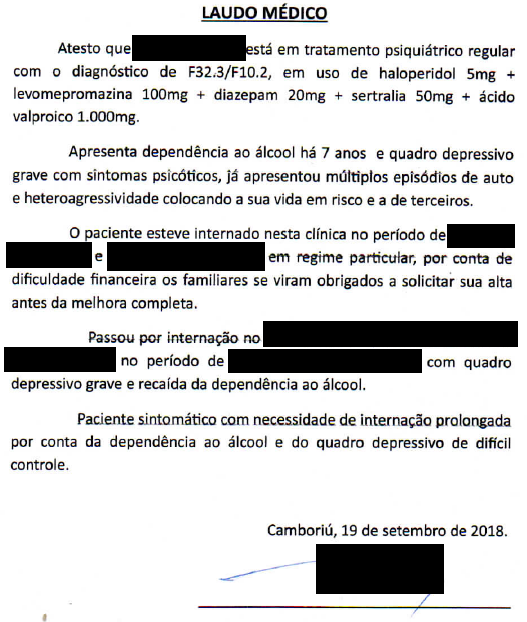 Figura 1 - Exemplo de Parecer ou Laudo elaborado por Perito Médico.