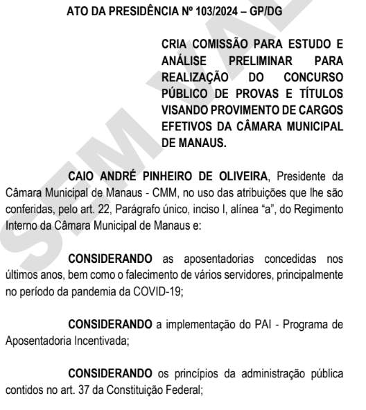 Concurso Câmara de Manaus: comissão formada para novo edital!