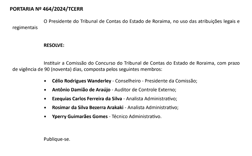 Concurso TCE RR: nova comissão formada; banca iminente!