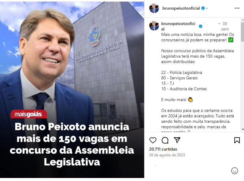 Concurso ALE GO &eacute; confirmado em 2024