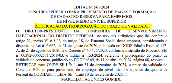 Prazo de validade é prorrogado