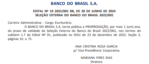 Último concurso Banco do Brasil é prorrogado