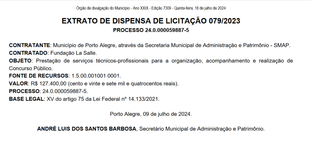 La Salle organizará concurso SMAP Porto Alegre; banca definida!