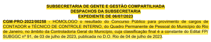 Homologação do edital que tem validade até julho de 2025