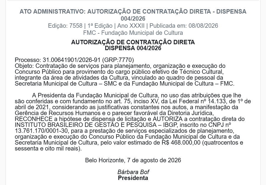 Concurso FMC Belo Horizonte terá o IBGP como banca!
