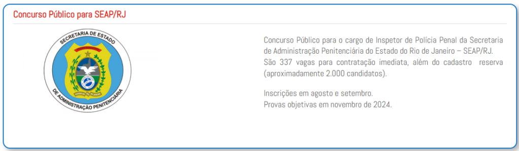 Novo concurso Polícia Penal RJ terá provas em novembro e inscrições ainda este mês