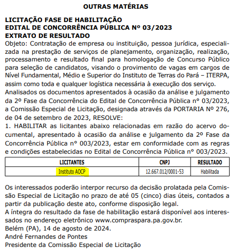 Instituto AOCP é escolhido como banca do novo edital