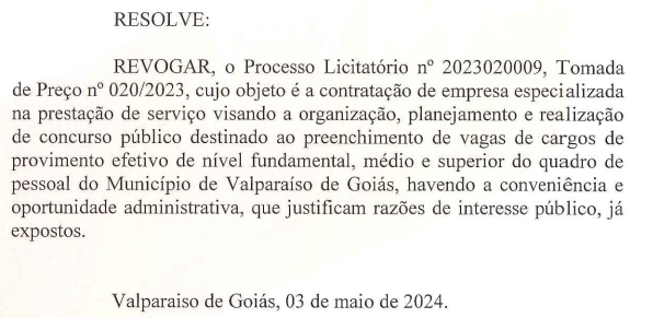 Escolha da banca do novo edital é revogada