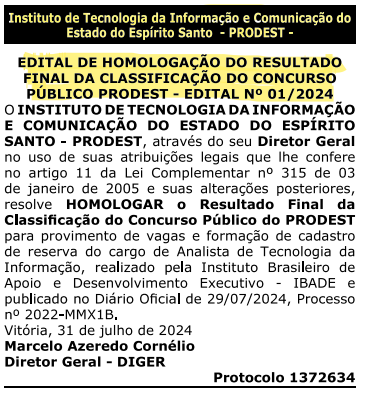 Concurso Prodest ES tem resultado final homologado!