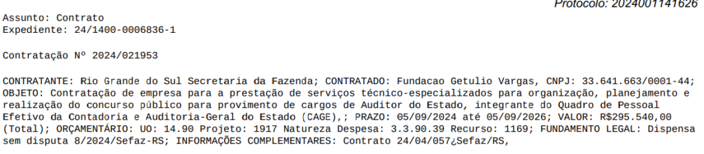 FGV é contratada como banca do novo concurso CAGE RS