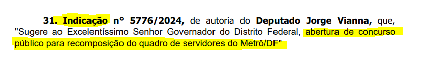 Concurso Metrô DF: abertura de novo edital segue em pauta