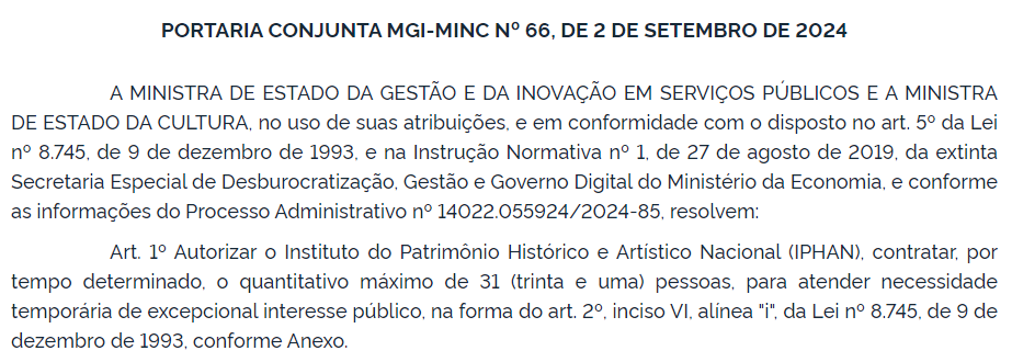 Processo seletivo autorizado com 31 vagas