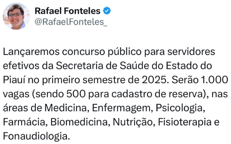 Novo concurso SESAPI confirmado em 2025