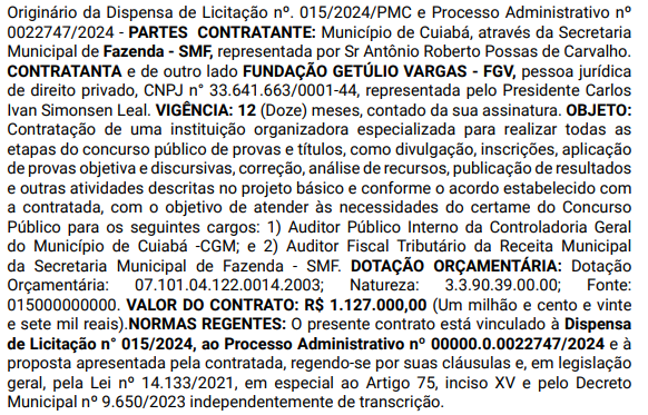 Concursos ISS e CGM Cuiabá: FGV organizará os editais!