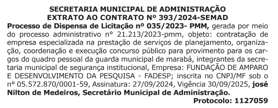 Fadesp é banca do concurso GCM Marabá