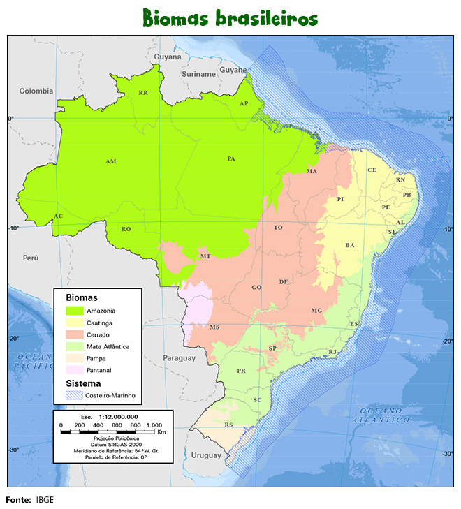 Mapa dos Biomas Brasileiros para o Concurso Correios