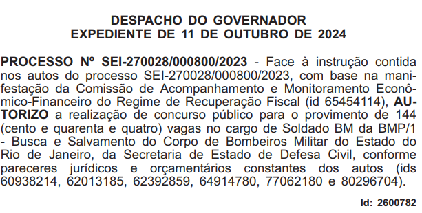 Concurso Bombeiro RJ é autorizado para Soldado