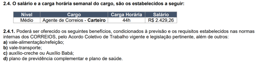 Guia de Estudos Correios: Salário e benefícios edital