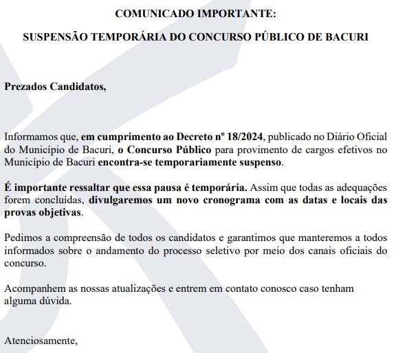 Concurso GCM Bacuri está suspenso