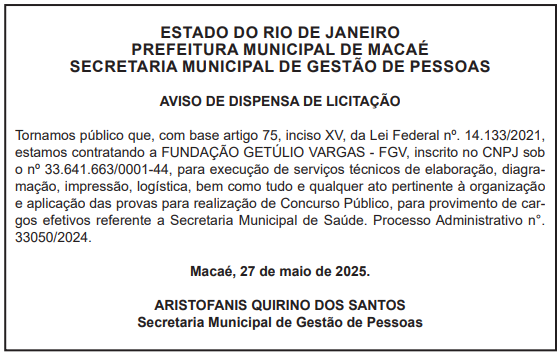 fgv é a banca do concurso macaé saúde