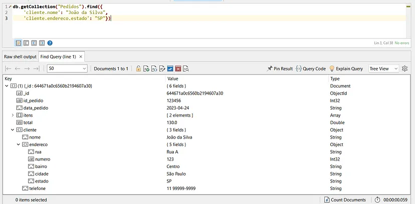 Figura 4 – Exemplo de Busca no MongoDB. 