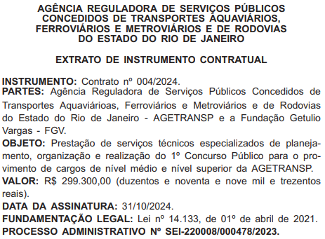 Concurso Agetransp RJ: banca contratada; edital iminente