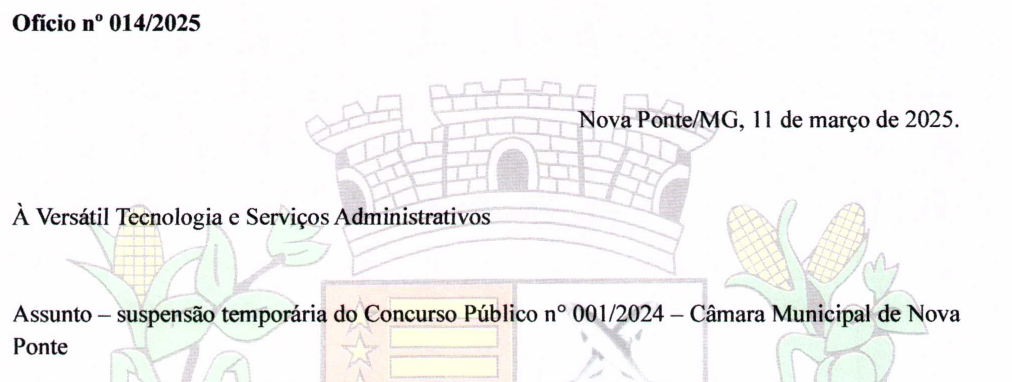 Atividades do edital Câmara de Nova Ponte estão suspensas