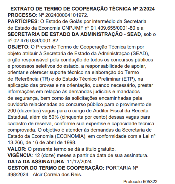 Concurso Sefaz GO: saiu o termo de cooperação; entenda!