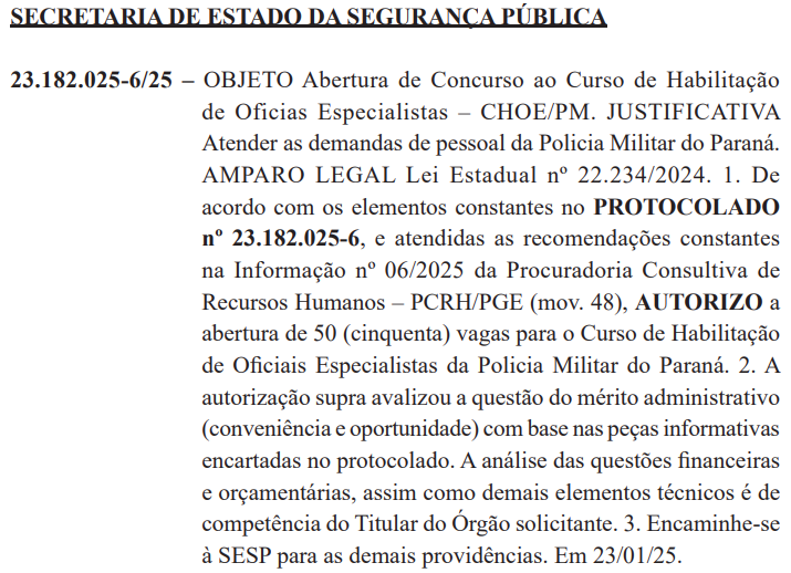 Concurso PM PR: 50 vagas para Oficial Especialista? Entenda!