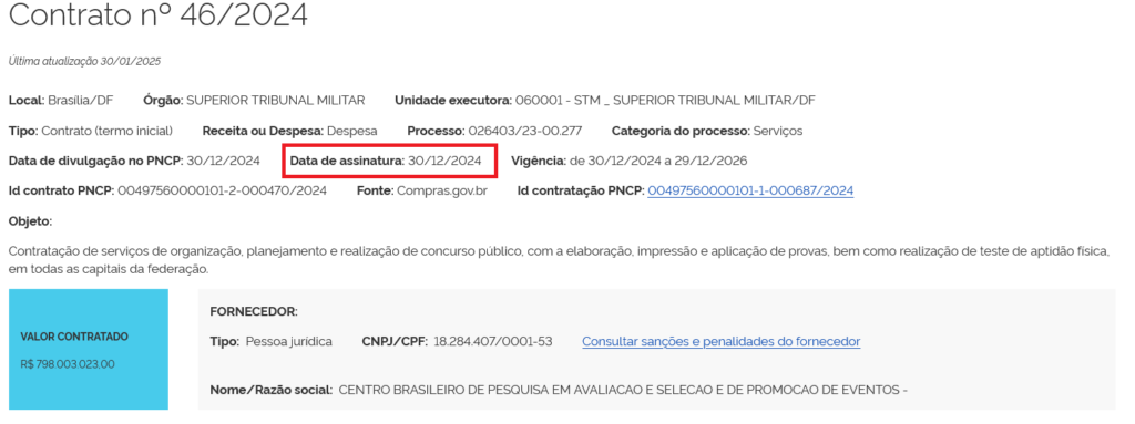 Concurso STM: contrato com o Cebraspe assinado