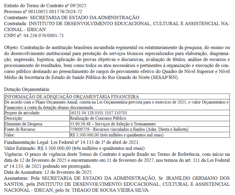 Concurso SESAP RN: Idecan é a banca