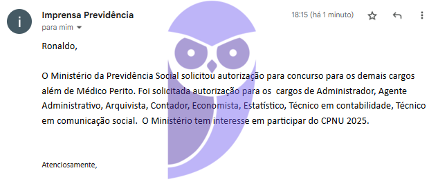 Ministério da Previdência Social quer aderir ao novo CNU!