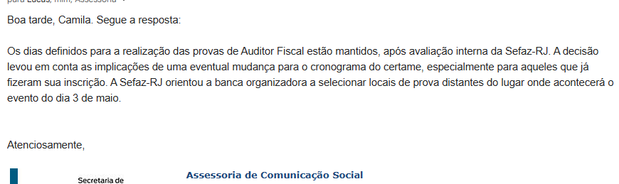 Sefaz RJ manterá datas de prova próximas ao show da Lady Gaga