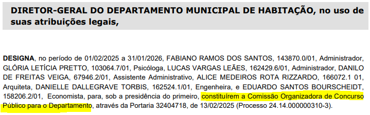 Concurso DEMHAB Porto Alegre está com comissão formarda!