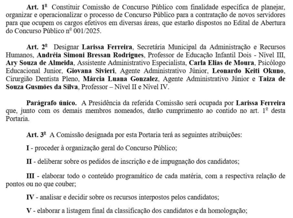 Novo edital tem comissão formada