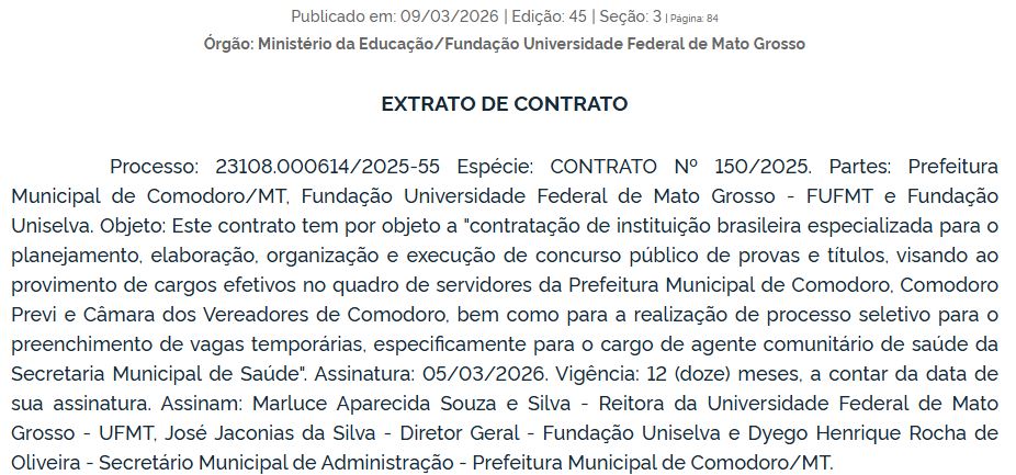 Concurso Comodoro MT: banca contratada e edital iminente!