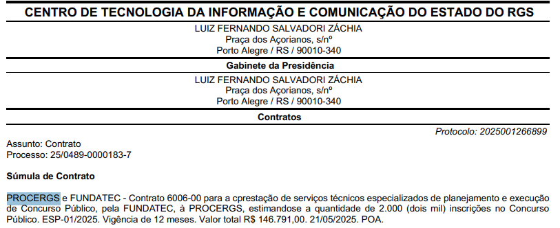 banca concurso PROCERGS
