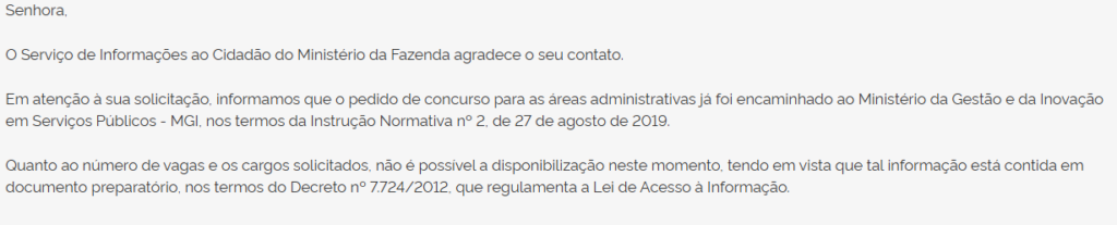 Informações sobre o Concurso Ministério da Fazenda